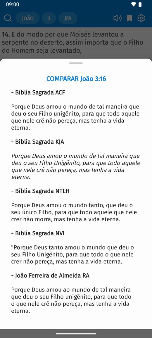 Comparar traduções na BíbliaTeca